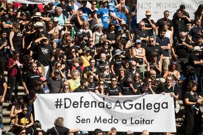 Manifestación del pasado sábado en Santiago contra la manipulación informativa en la televisión y radio autonómicas.