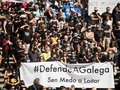 Manifestación del pasado sábado en Santiago contra la manipulación informativa en la televisión y radio autonómicas.