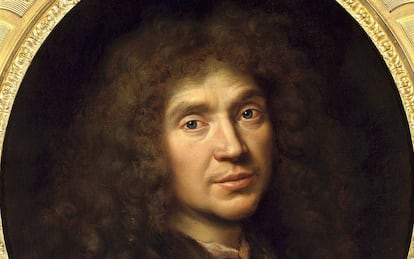 Retrato de Molière Jean-Baptiste Poquelin por Pierre Mignard en 1658. 