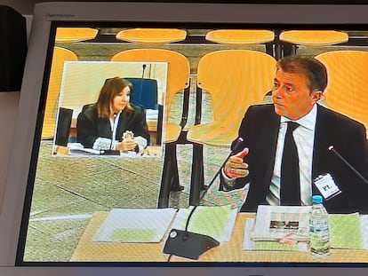 El exconsejero Manuel Cervera, durante su declaración en el juicio del 'caso Gürtel', este miércoles, en un monitor de la Audiencia Nacional.