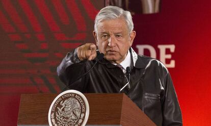 López Obrador en una conferencia de prensa, este lunes.