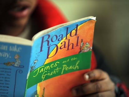 Un niño lee uno de los libros de Roald Dahl, 'James y el melocotón gigante'.