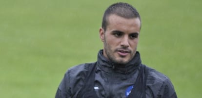 Pedro León, en un entrenamiento con el Getafe,