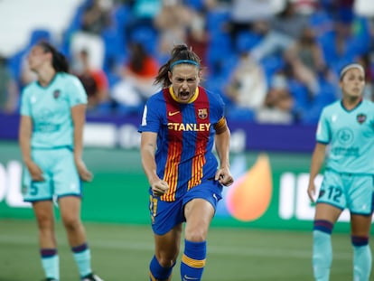 Alexia Putellas celebra un gol del Barcelona la temporada pasada.