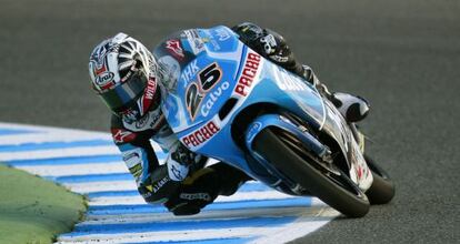 Maverick Viñales, durante el Gran Premio de Jerez en 2013.