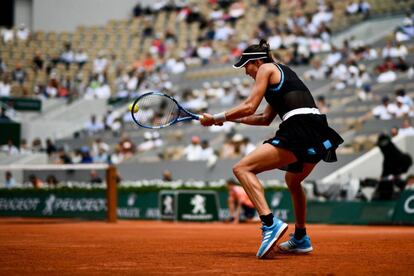 Muguruza, durante el partido contra Svitolina en París.