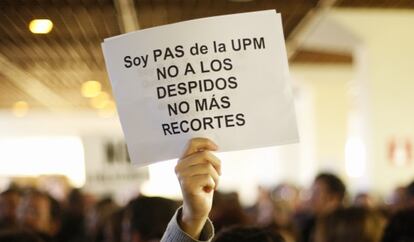 Protestas de trabajadores de la Politécnica en 2013.