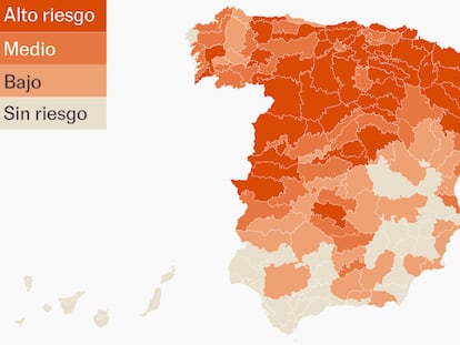 Mapa  | La nueva ola de calor arranca con la mitad de los municipios en el nivel máximo de riesgo para la salud