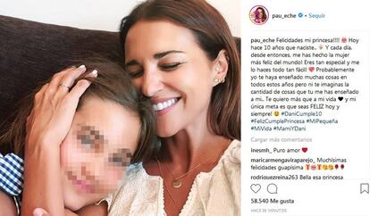 La actriz Paula Echevarría con su hija Daniella, celebrando su cumpleaños.