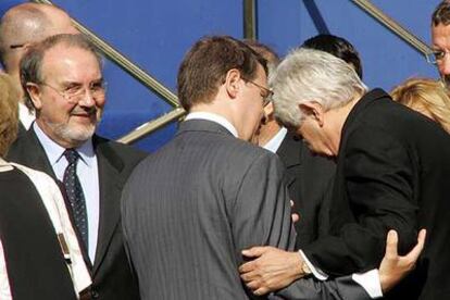 Pedro Solbes, Jordi Sevilla y Pasqual Maragall, durante la última Fiesta Nacional.