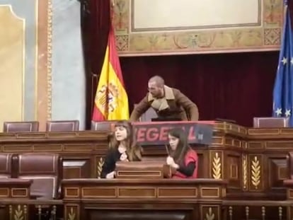 Los activistas climáticos que se pegaron a dos cuadros de Goya logran llegar al atril del Congreso 