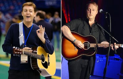 El ex Beatle Paul McCartney y, a la derecha, su hijo, James McCartney, quien también se dedica a la industria musical como compositor y productor.