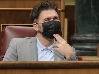 El portavoz de ERC, Gabriel Rufián, este miércoles en el Congreso.