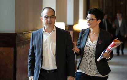 Jordi Turull amb Eva Granados al Parlament.