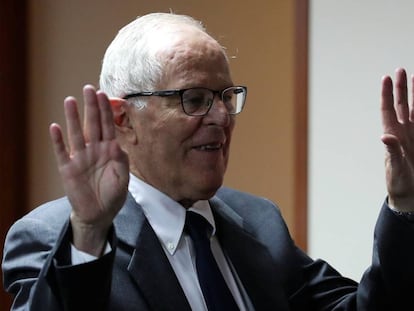 El expresidente peruano Pedro Pablo Kuczynski, el lunes en una vista en la Fiscalía. 