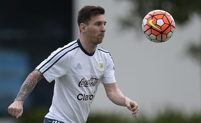 Messi, en el entrenamiento de Argentina el pasado lunes.