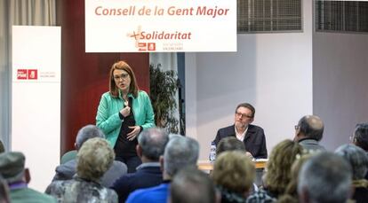 La portavoz socialista en el Congreso de los Diputados, Soraya Rodr&iacute;guez, en el acto dedicado a la gente mayor en Valencia.
 