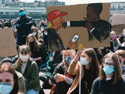 A protest against racism in Cologne, Germany in June 2020.