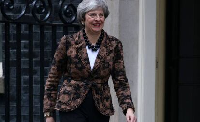 Theresa May, esta manhã em Downing Street.