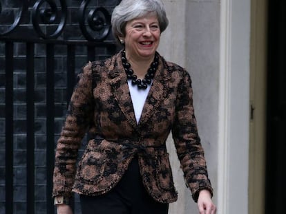 Theresa May, esta manhã em Downing Street.