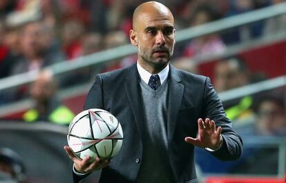 Guardiola durante el Benfica-Bayern de cuartos de final.