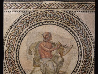 Anaximandro de Mileto con un reloj solar. Mosaico romano de principios del siglo III d. C.