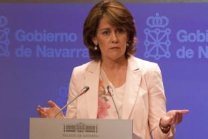 La presidenta de Navarra, Yolanda Barcina, explica en junio de 2012 la ruptura con el PSN.