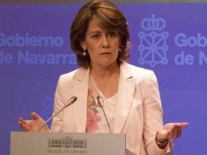 La presidenta de Navarra, Yolanda Barcina, explica en junio de 2012 la ruptura con el PSN.