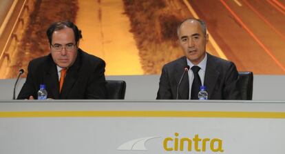 Enrique D&iacute;az Rato, consejero delegado de Cintra, con el presidente del grupo Ferrovial, Rafael del Pino.