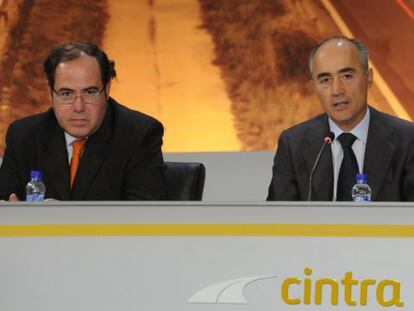 Enrique D&iacute;az Rato, consejero delegado de Cintra, con el presidente del grupo Ferrovial, Rafael del Pino.