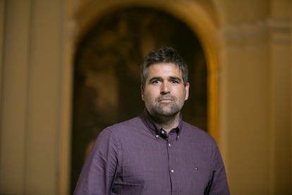 Julio Carabias, investigador de la Escuela Politécnica de la Universidad de Jaén, responsable del proyecto Repertorium, en la iglesia de Montserrat, en Madrid, el 14 de julio.