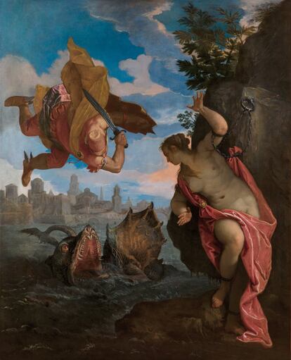 ‘Perseo y Andrómeda’ (1575-1580), lienzo de Paolo Veronese inspirado en una de las ‘Poesías’ de Tiziano del mismo nombre y prestada por el Museo de Bellas Artes de Rennes (Francia).