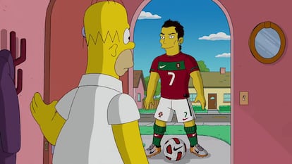 A pesar de que no protagoniza un capítulo, CR9 ya puede presumir de haberse convertido en un personaje amarillo de la popular serie de dibujos animados <i>Los Simpson</i>. El futbolista visita a Homer durante unos segundos en medio de un anuncio de Nike, con motivo del Mundial de Sudáfrica. En el <a href="http://www.youtube.com/watch?v=idLG6jh23yE&" target="_blank">vídeo, de más de tres minutos de duración</a>, también aparecen otras estrellas del deporte como el jugador de Los Ángeles Lakers Kobe Bryant, el tenista Roger Federer y los futbolistas Wayne Rooney, Fabio Cannavaro y Drogba, por nombrar algunos. Pero el único que se <i>disfraza</i> de Simpson es Cristiano.