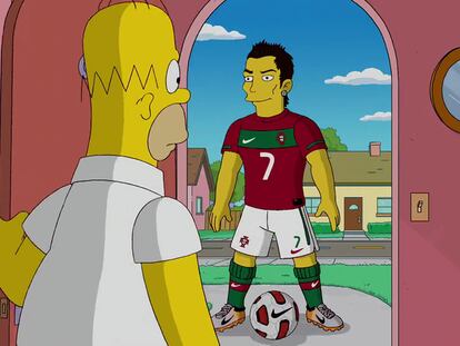 A pesar de que no protagoniza un capítulo, CR9 ya puede presumir de haberse convertido en un personaje amarillo de la popular serie de dibujos animados <i>Los Simpson</i>. El futbolista visita a Homer durante unos segundos en medio de un anuncio de Nike, con motivo del Mundial de Sudáfrica. En el <a href="http://www.youtube.com/watch?v=idLG6jh23yE&" target="_blank">vídeo, de más de tres minutos de duración</a>, también aparecen otras estrellas del deporte como el jugador de Los Ángeles Lakers Kobe Bryant, el tenista Roger Federer y los futbolistas Wayne Rooney, Fabio Cannavaro y Drogba, por nombrar algunos. Pero el único que se <i>disfraza</i> de Simpson es Cristiano.