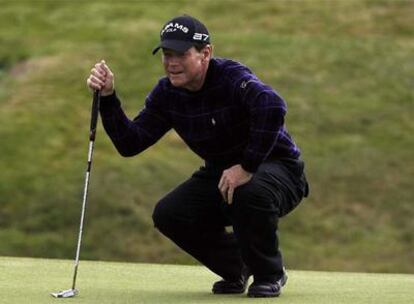 El golfista estadounidense, Tom Watson, en una conferencia de prensa en Turnberry.