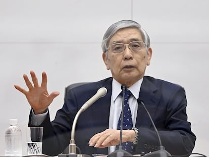 El presidente del Banco de Japón, Haruhiko Kuroda, el pasado 22 de septiembre, en una conferencia de prensa tras la subida de tipos de interés.