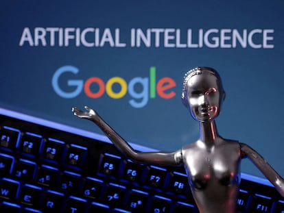 Google logo and AI Artificial Intelligence words are seen in this illustration taken, May 4, 2023.