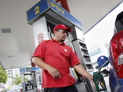 Um posto de gasolina da Pdvsa em Caracas.
