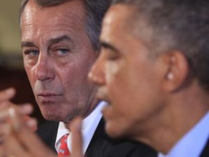 O porta-voz do Congresso dos EUA, o republicano John Boehner, com Obama em novembro.
