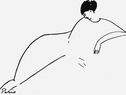 Dibujo de Modigliani de la poeta rusa Anna Ajmátova.