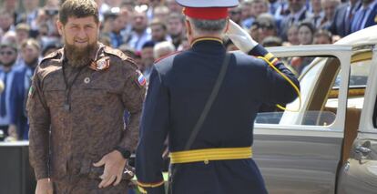 Ramzán Kadírov, máximo dirigente de Chechenia, durante un desfile el pasado 9 de mayo, en Grozni.