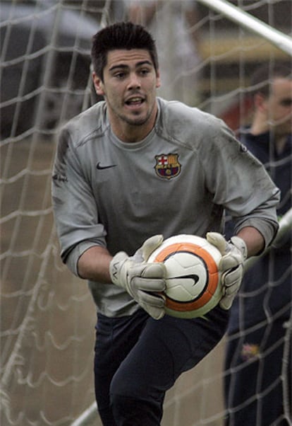 Victor Valdés, en un entrenamiento.