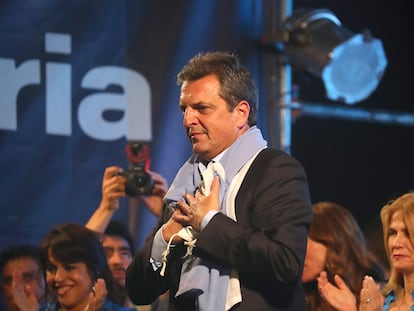 Sergio Massa luego de su triunfo electoral, el 22 de octubre en Buenos Aires.