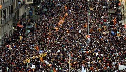 Manifestaci&oacute;n durante la &uacute;ltima huelga general en Catalu&ntilde;a.