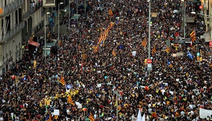 Manifestació durant la vaga general del 3 d'octubre.