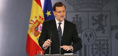 Prime Minister Mariano Rajoy during his news conference on Wednesday.