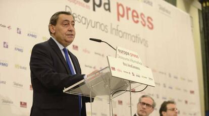 El fiscal general del Estado, Julián Sánchez Melgar, este jueves en el Hotel Intercontinental en Madrid.