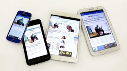 Telefonos moviles e tablets com a aplicacion do diário O Pais