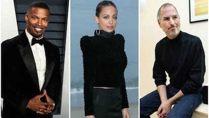 De izquierda a derehca: Jamie Foxx, Nicole Richie y Steve Jobs.