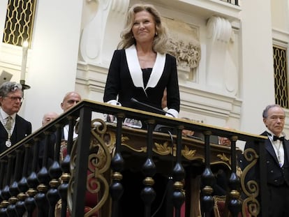 Alicia Koplowitz, durante una ceremonia en la Real Academia de Bellas Artes de San Fernando, el pasado 23 de junio.